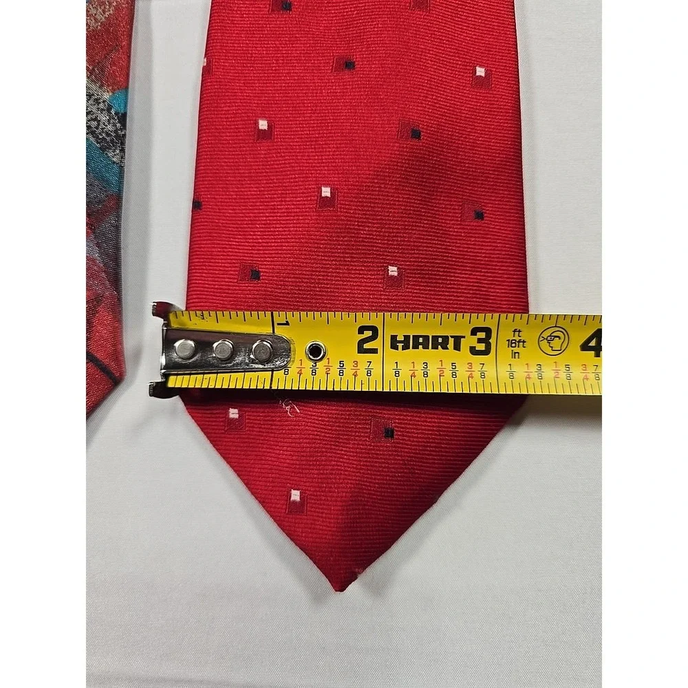 Tie Lot Of 3 Oscar De La Renta Designer‎ 100% Silk Men's Blue Red Signature